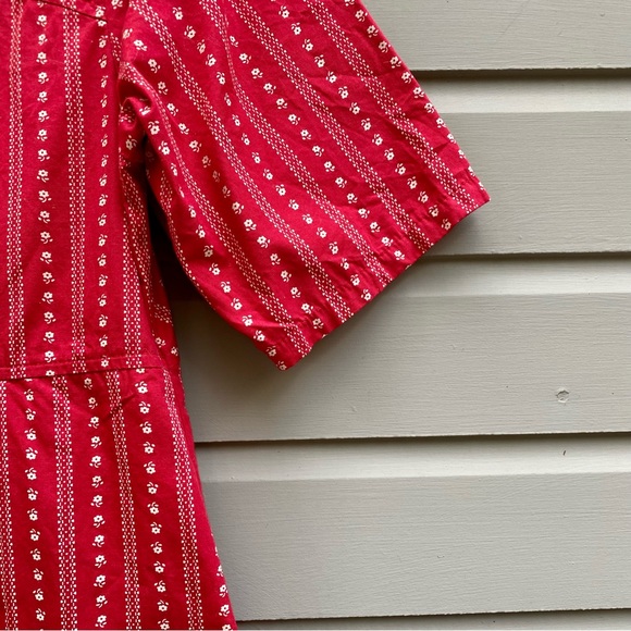 60s Style Red Prairie Shift Dress - Picture 3 of 7